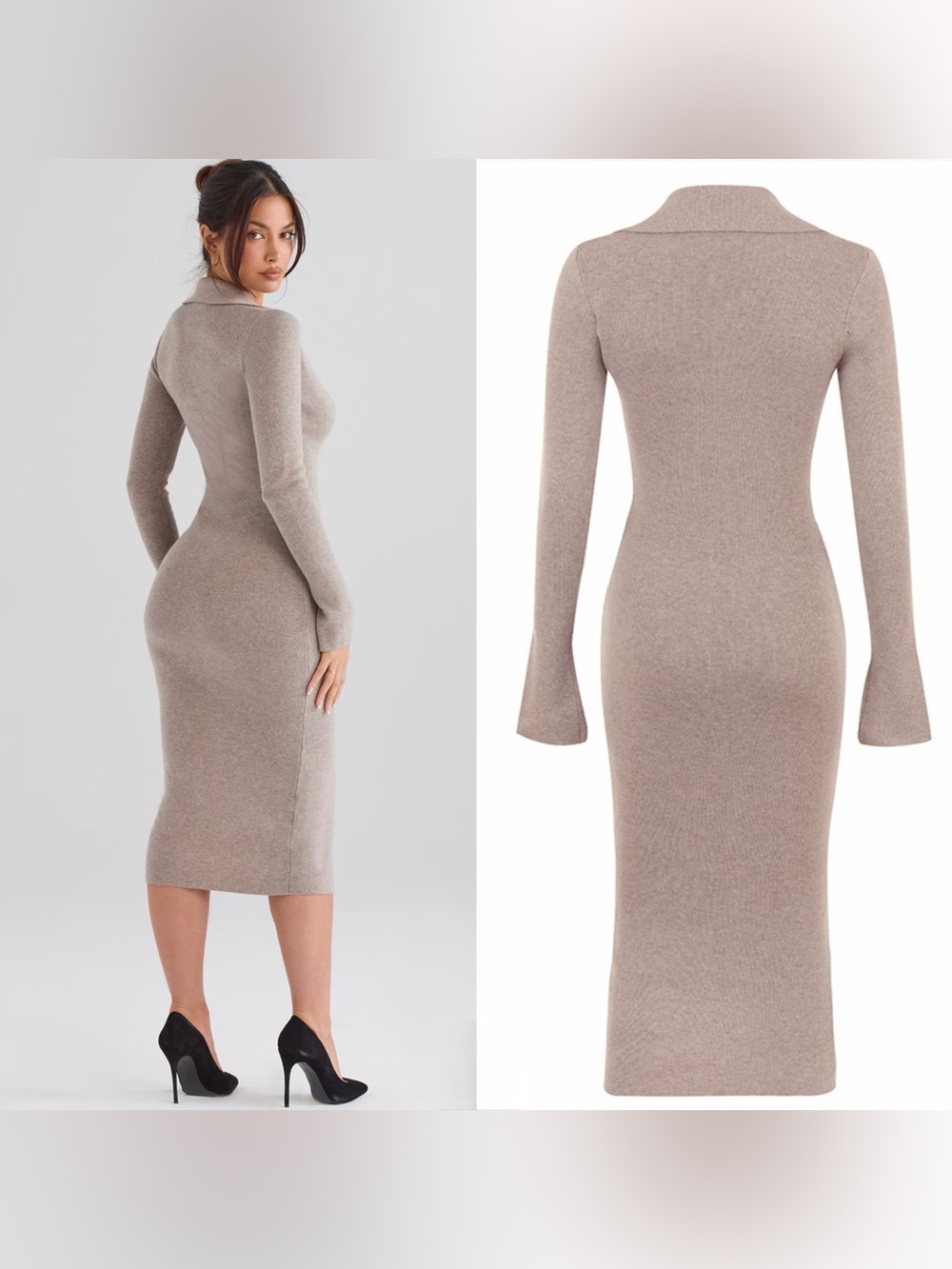 🩷Firm Price🩷House of CB Yvette beige cashmere knit midi dress - Picture 7 of 13